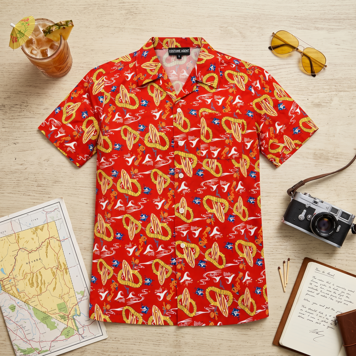 Fear and Loathing Dr. Gonzo Adult Unisex Replica Halloween Cosplay Costume Hawaiian Shirt