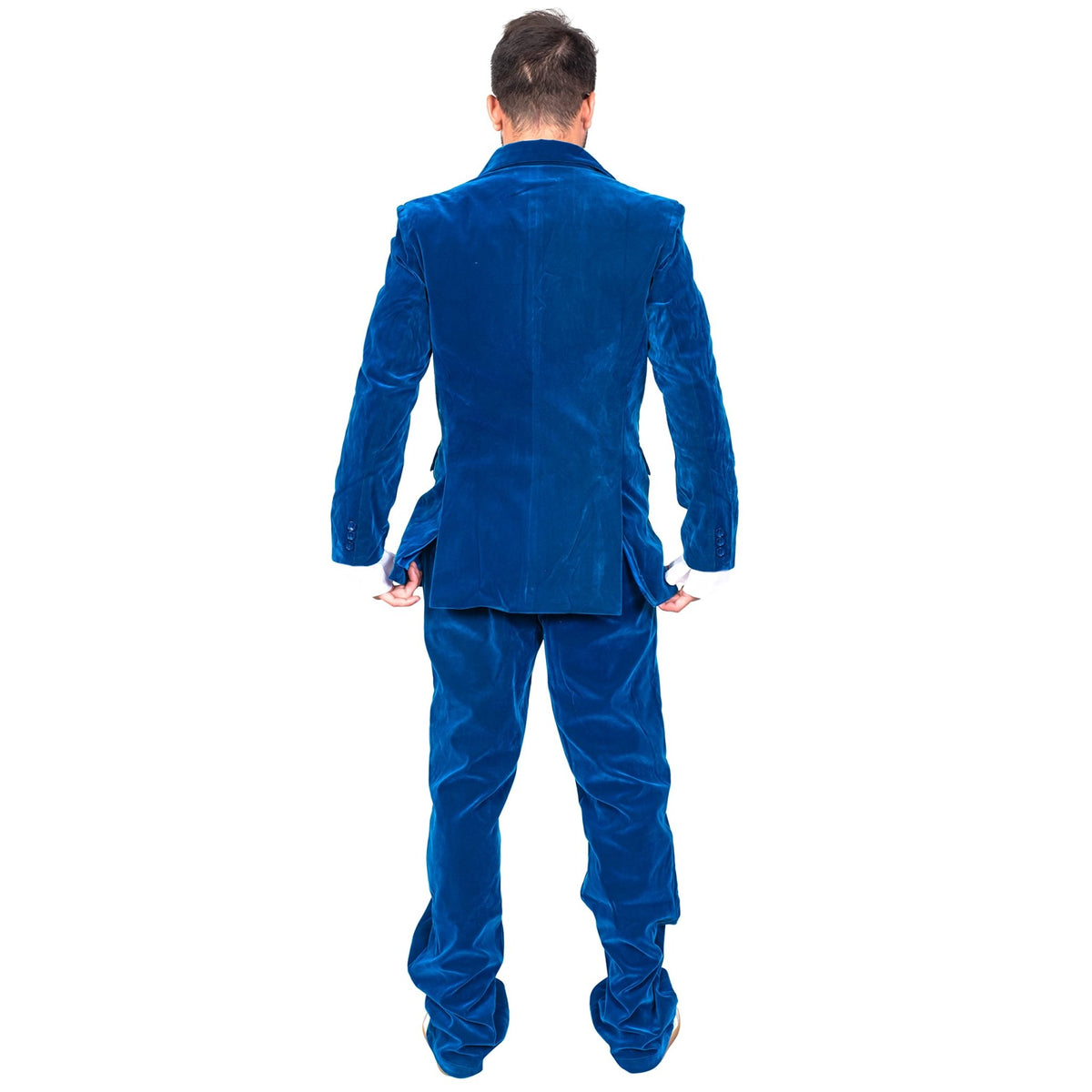 60's Groovy British Spy Funny Man Blue Suit Adult Halloween Costume Set Cosplay - TVStoreOnline