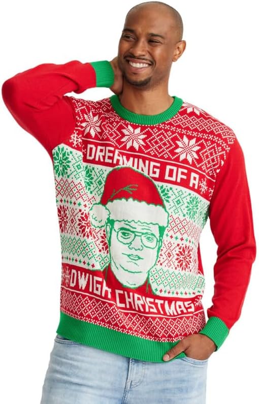 The Office Men's Ugly Christmas Sweater Dreaming of A Dwight Christmas