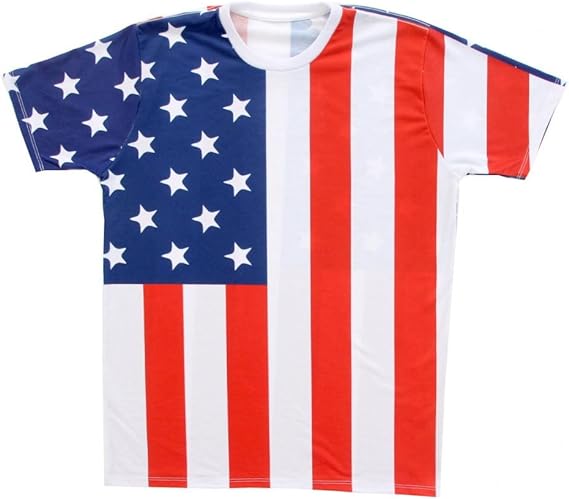 USA American Flag Sublimation Adult White T-Shirt
