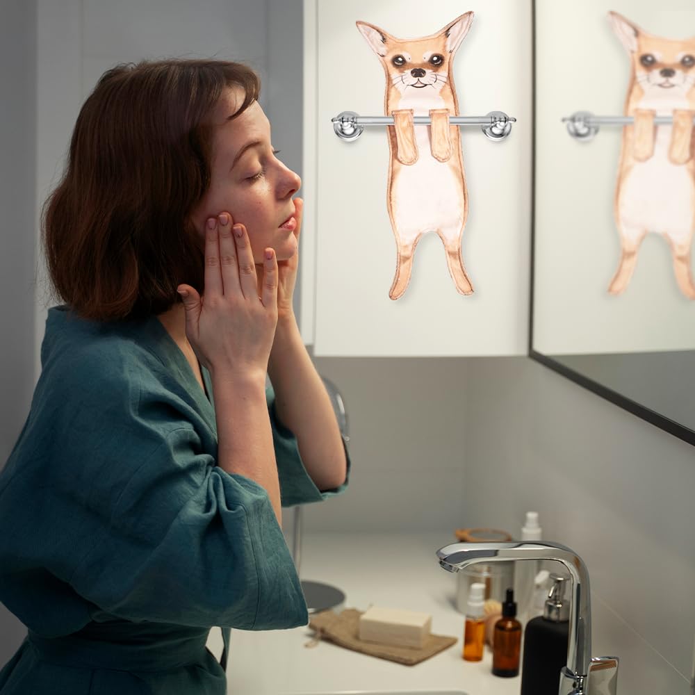 Animal Funny Themed Hanging Hand Towels for Bathroom & Kitchen – Soft Decorative Face Washcloths with 10 Cute Designs