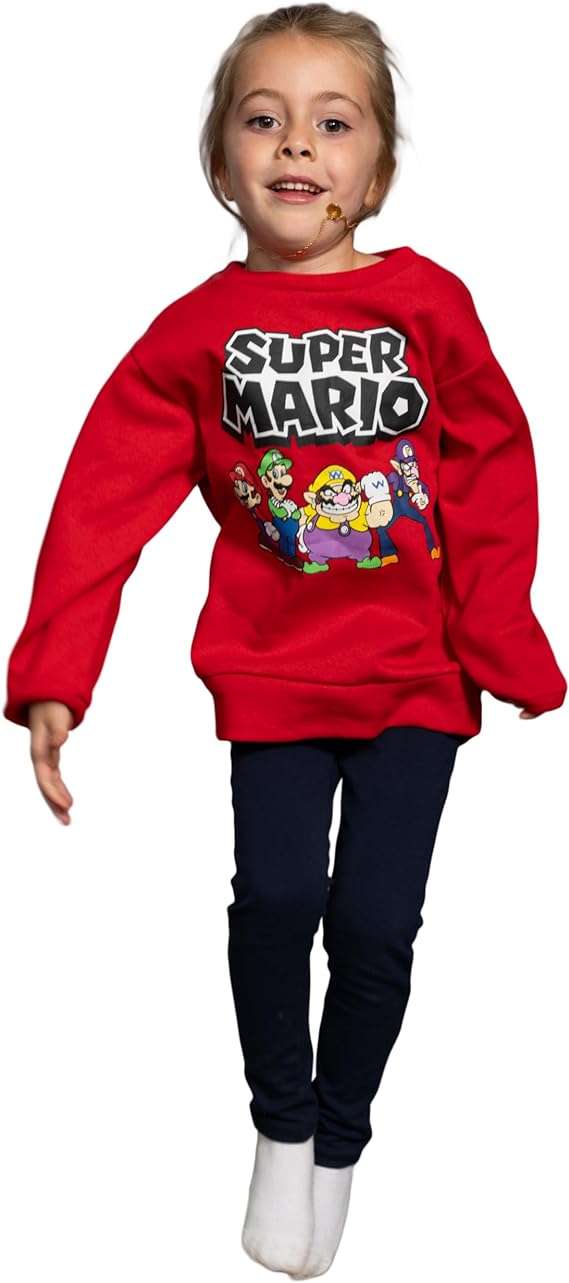 Super Mario World Characters Kids Children Red Sweatshirt