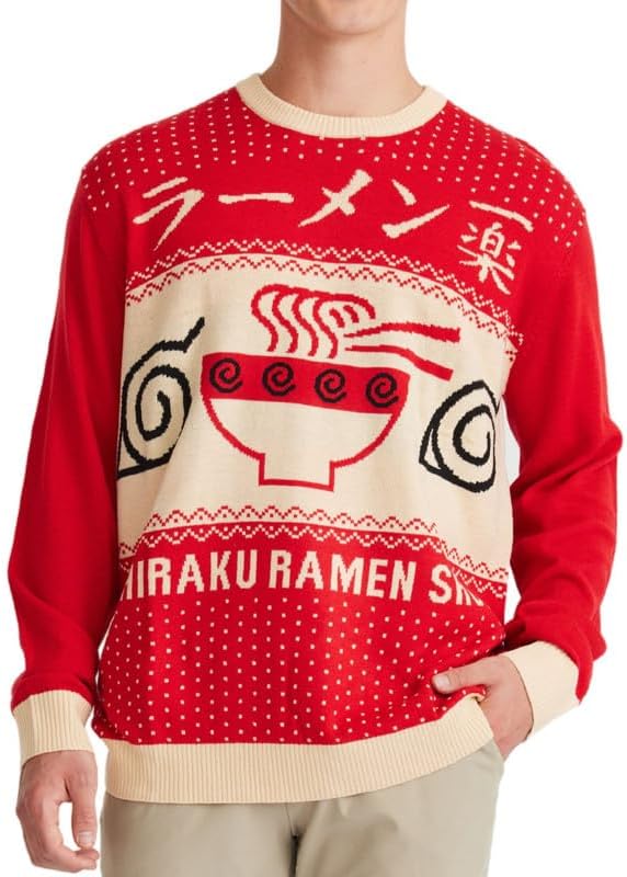 Naruto Shippuden Men's Pullover Sweater Ichiraku Ramen Shop Bowl Anime Design