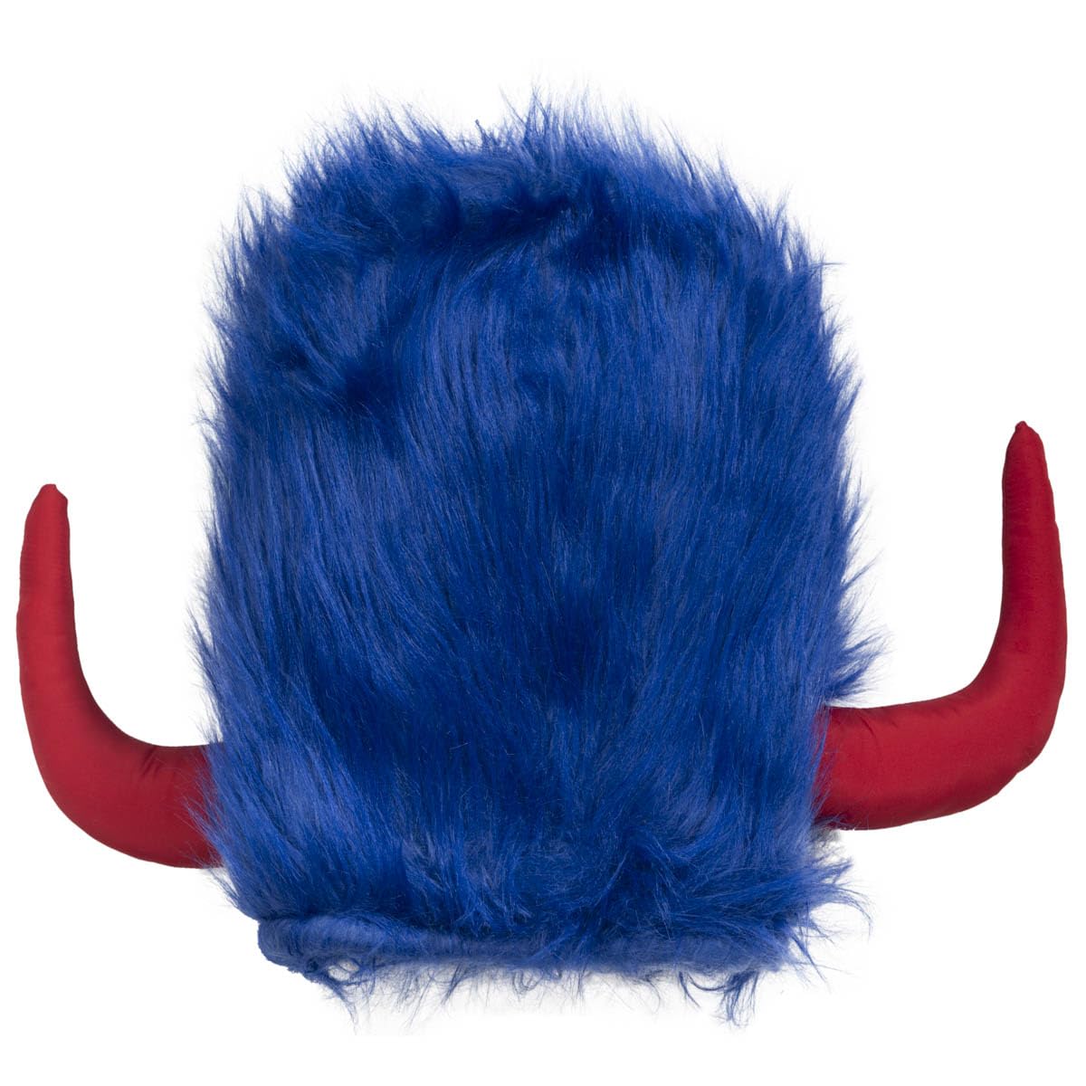 Viking Hat Red and Blue Furry Buffalo with Horns Adult Costume Accessory for Halloween and Cosplay