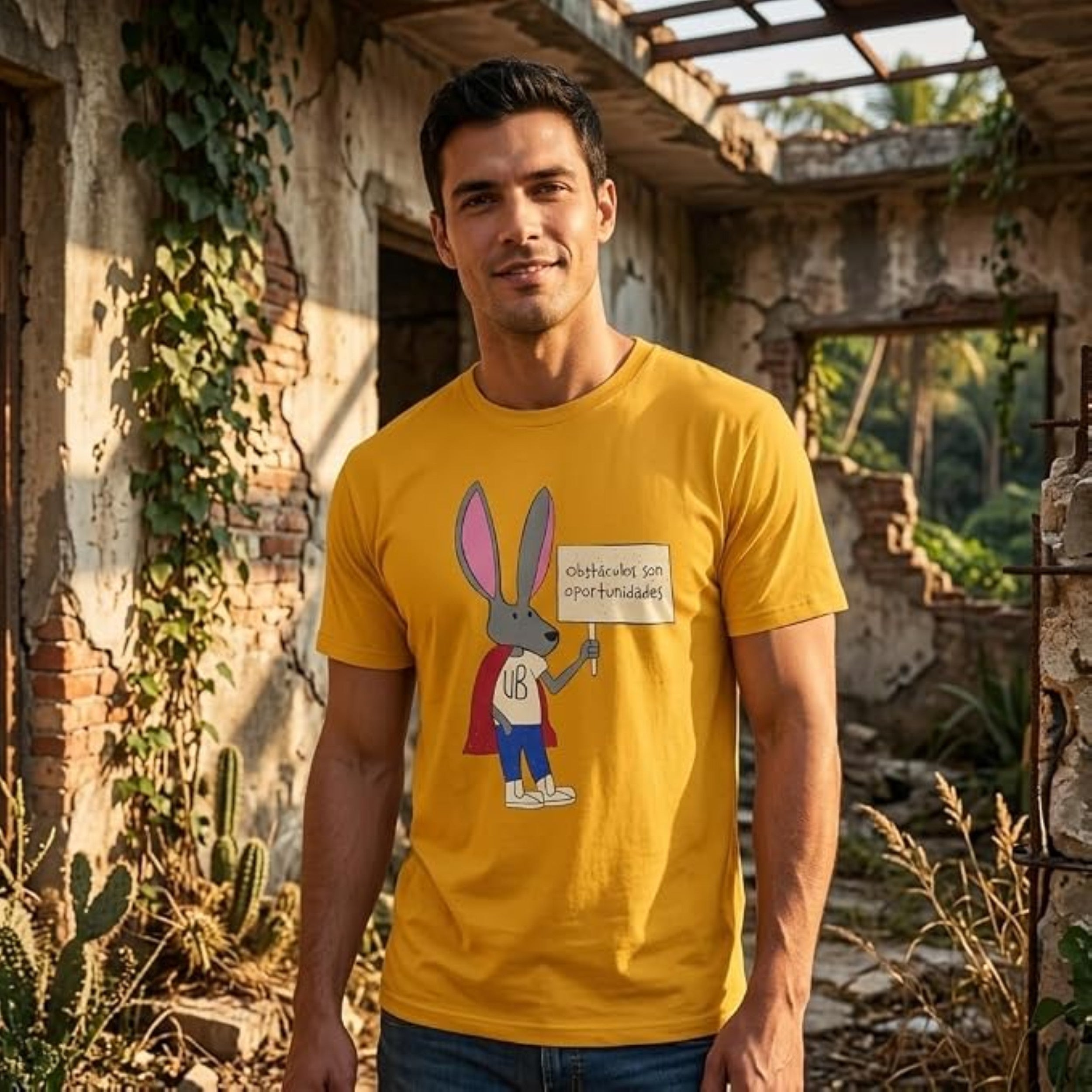 Superhero Bunny Halloween Costume T-Shirts for Adults Obstáculos Son Oportunidades Graphic Tee