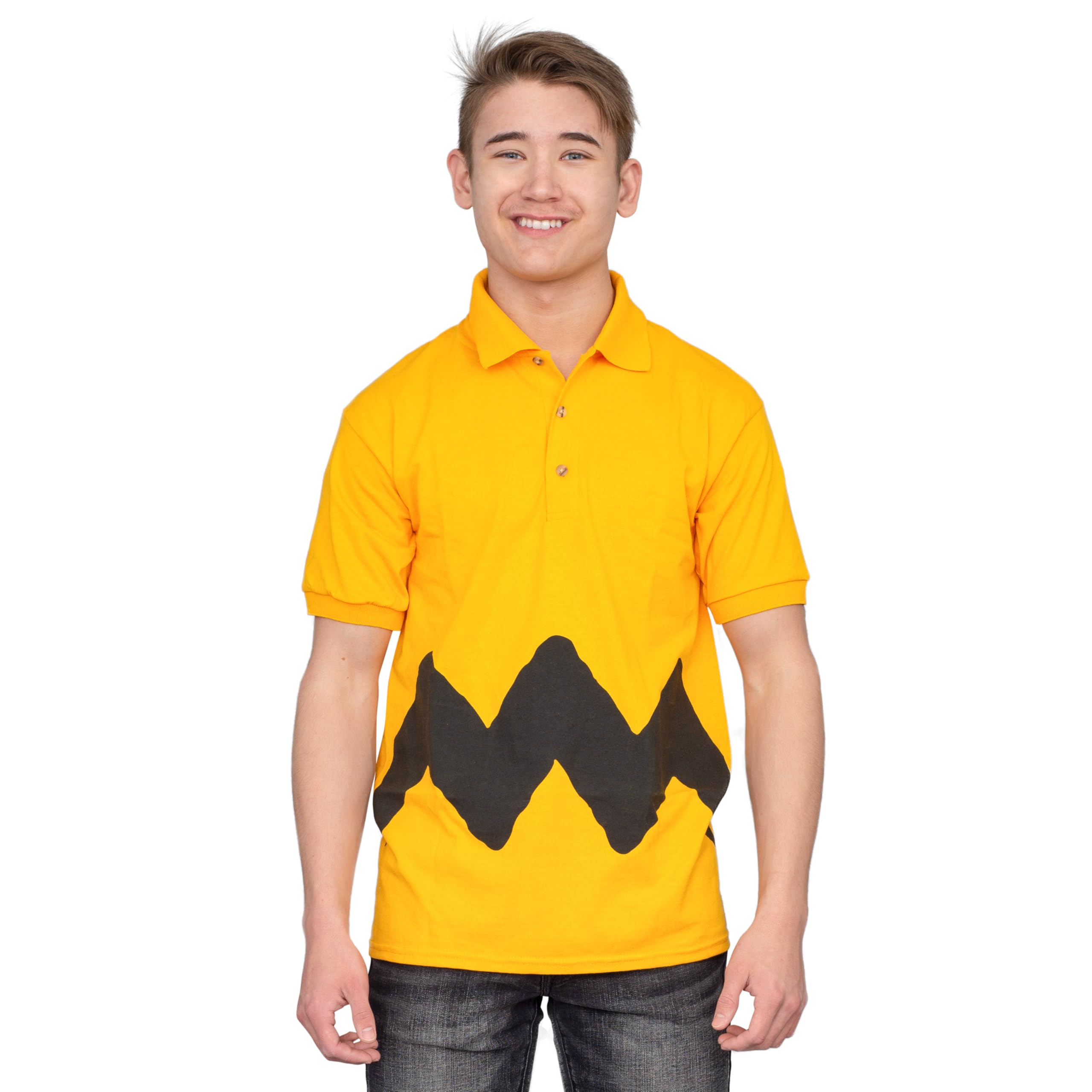 Charlie Yellow Polo Button Up Adult Unisex Halloween Cosplay Costume T-Shirt