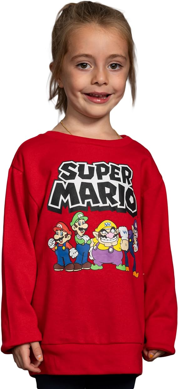 Super Mario World Characters Kids Children Red Sweatshirt