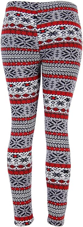 Ugly REINDEER SNOWFLAKES Pattern BLACK WHITE Christmas Leggings