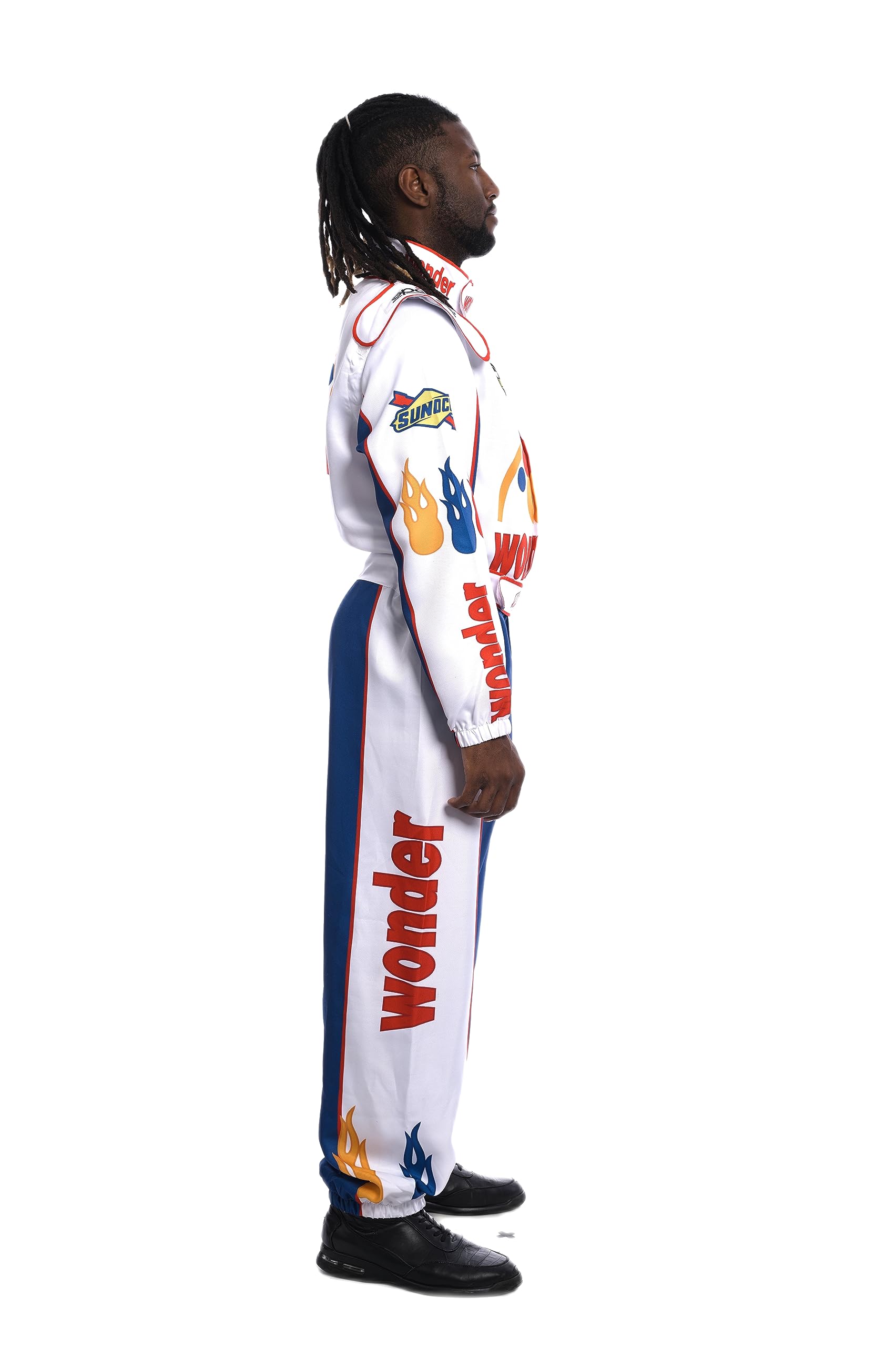 WonderBread Jumpsuit: Ricky Bobby Race Driver Costume Mashup (No Embroidery) for Adult Halloween Cosplay