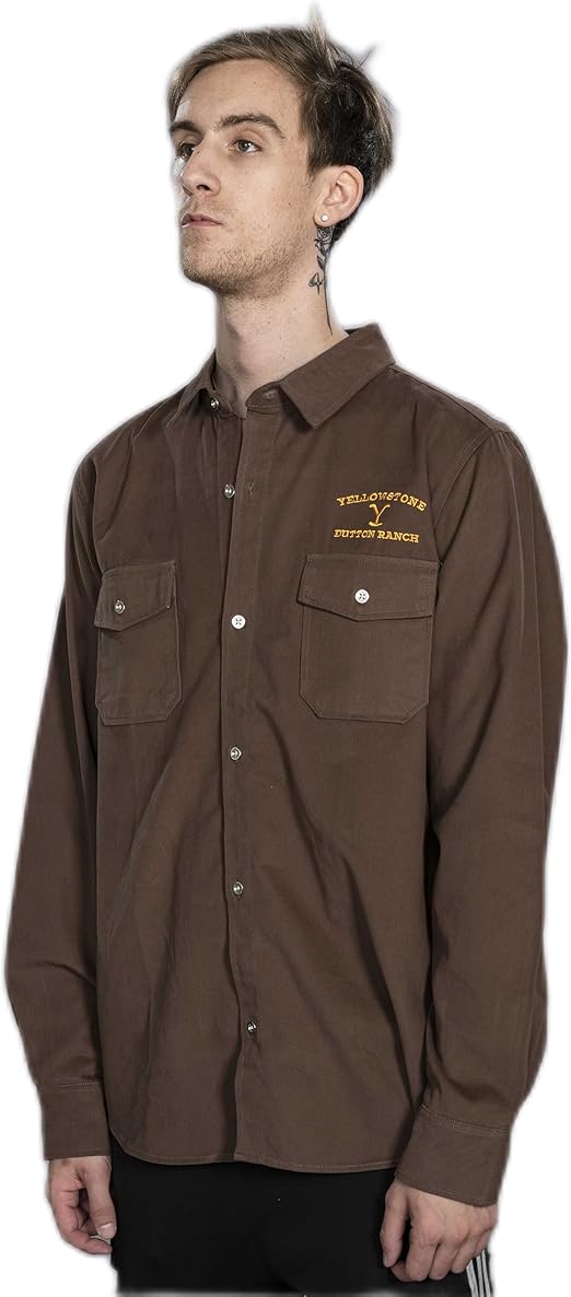 Mad Engine Yellowstone Dutton Ranch Button Up Long Sleeve Work Shirt