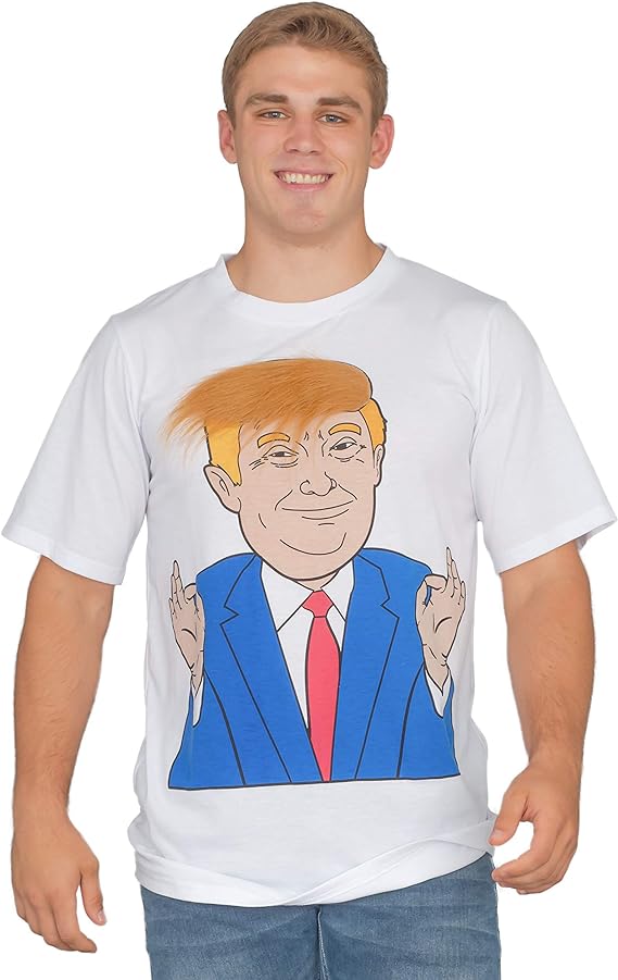 Costume Agent Trump 3D Hair White T-Shirt