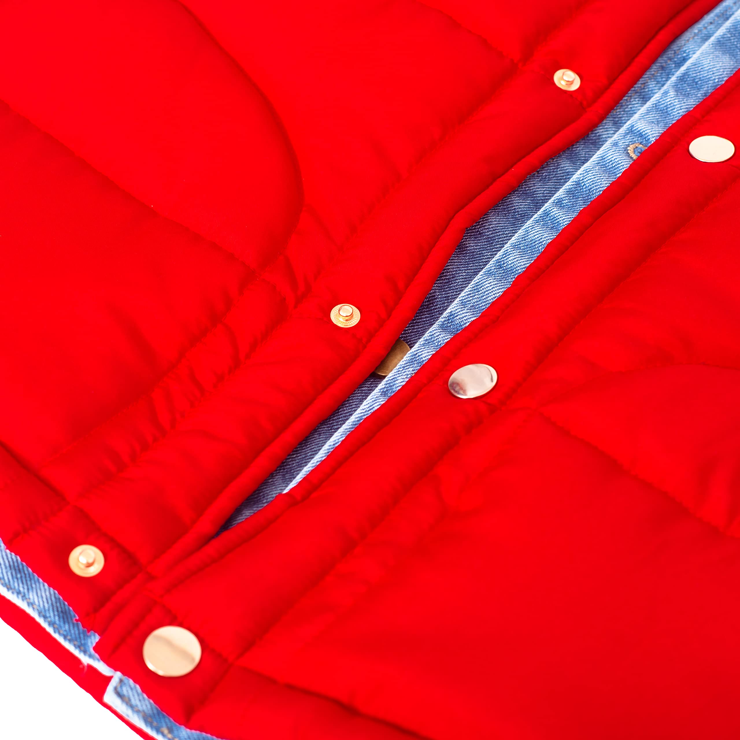 Marty McFly Denim Shirt and Red Puffy Vest Halloween Costume Cosplay