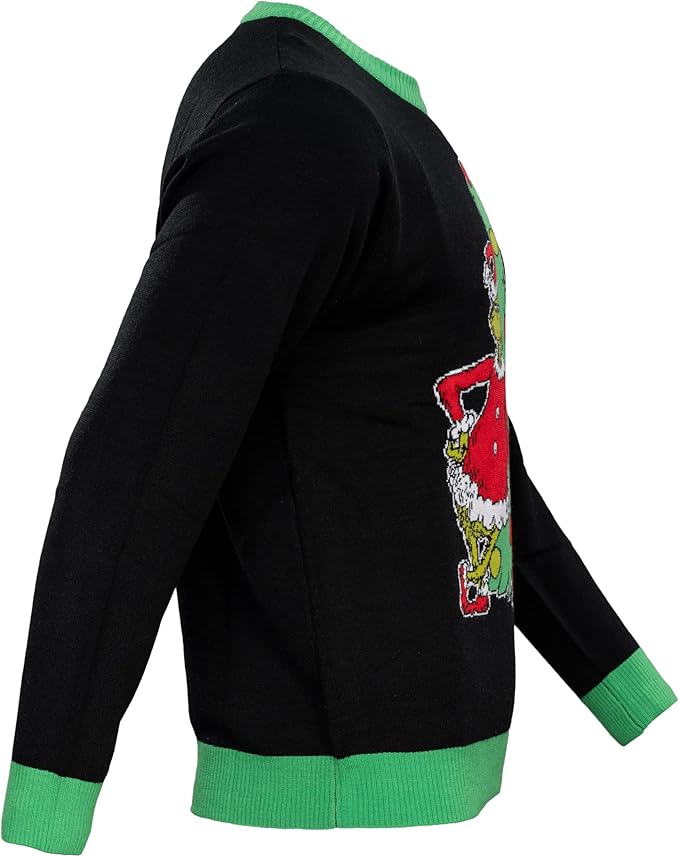 The Grinch Bend Tree with Gifts Adult Knitted Ugly Christmas Sweater