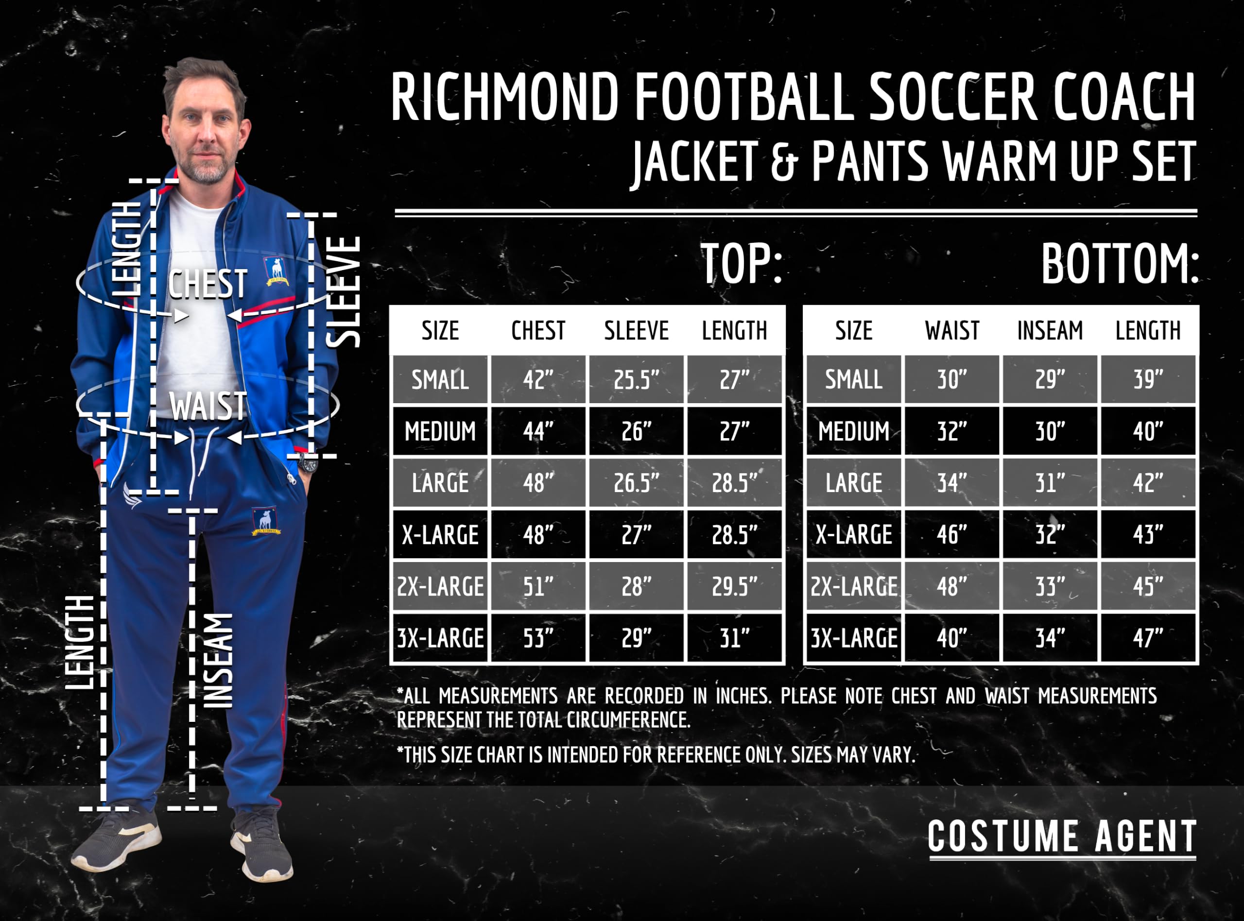 Richmond Football Soccer Coach Jacket and Pants Warm-Ups Halloween Costume