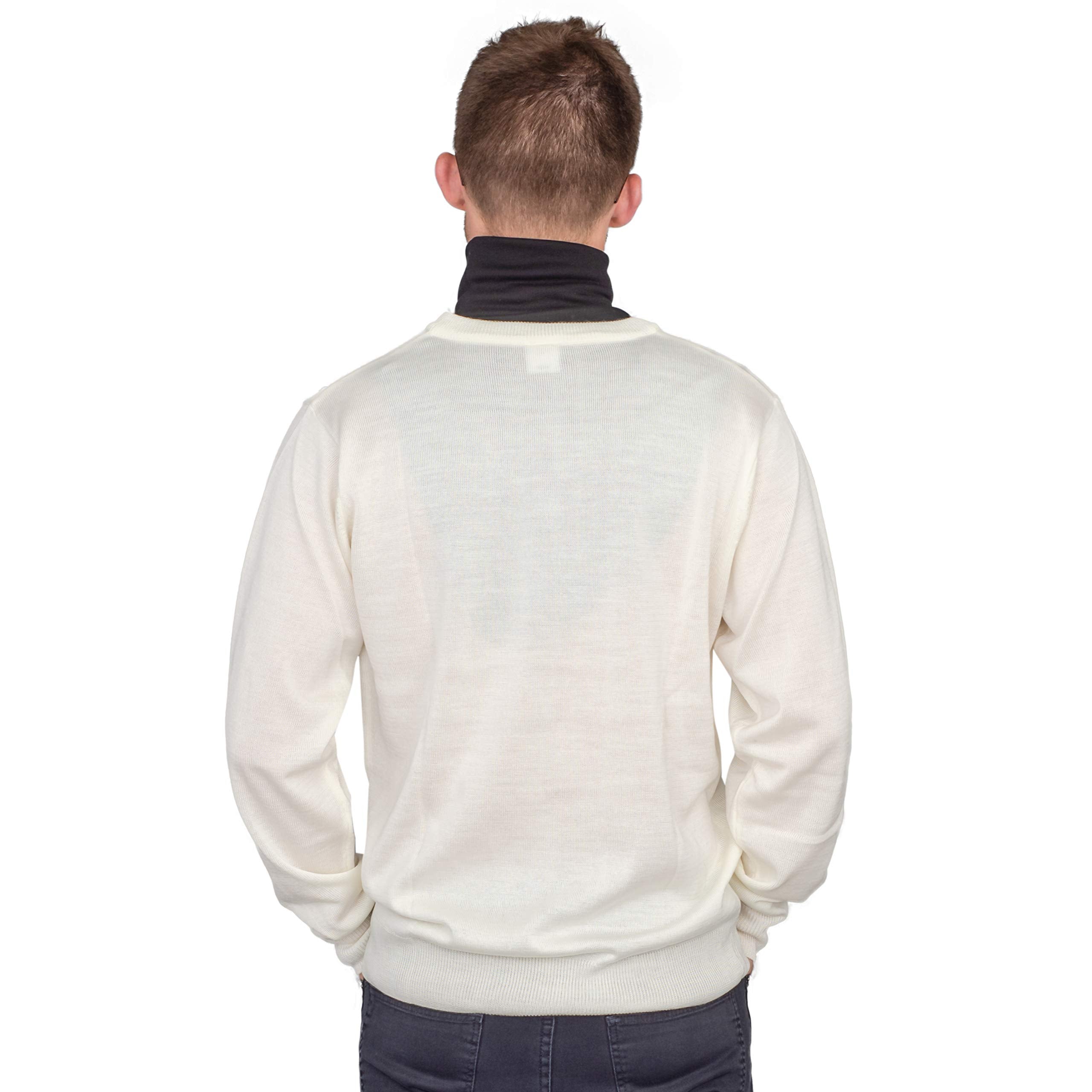 Crazy Cousin White V-Neck Sweater with Black Dickey