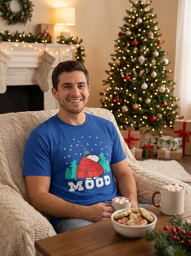 Officially Licensed Peanuts Snoopy Mood Puff Jacket Graphic Tee Adult Unisex T-Shirt