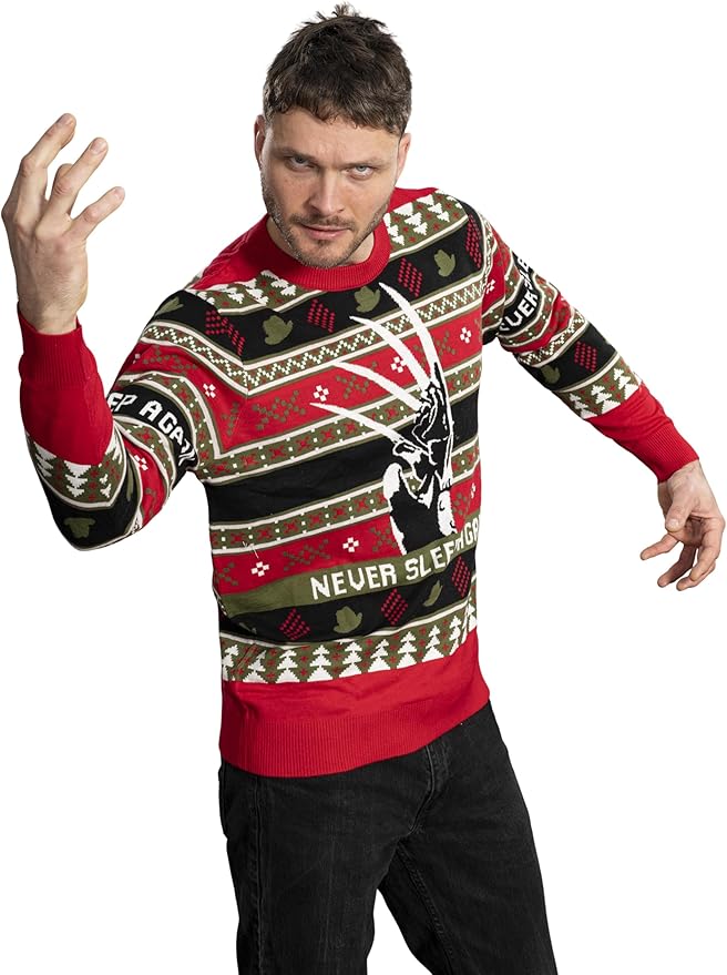 Elm Street Freddy Krueger Never Sleep Knitted Ugly Christmas Sweater