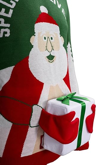 Special Delivery 3D Interactive Santa Claus Gift Christmas Sweater
