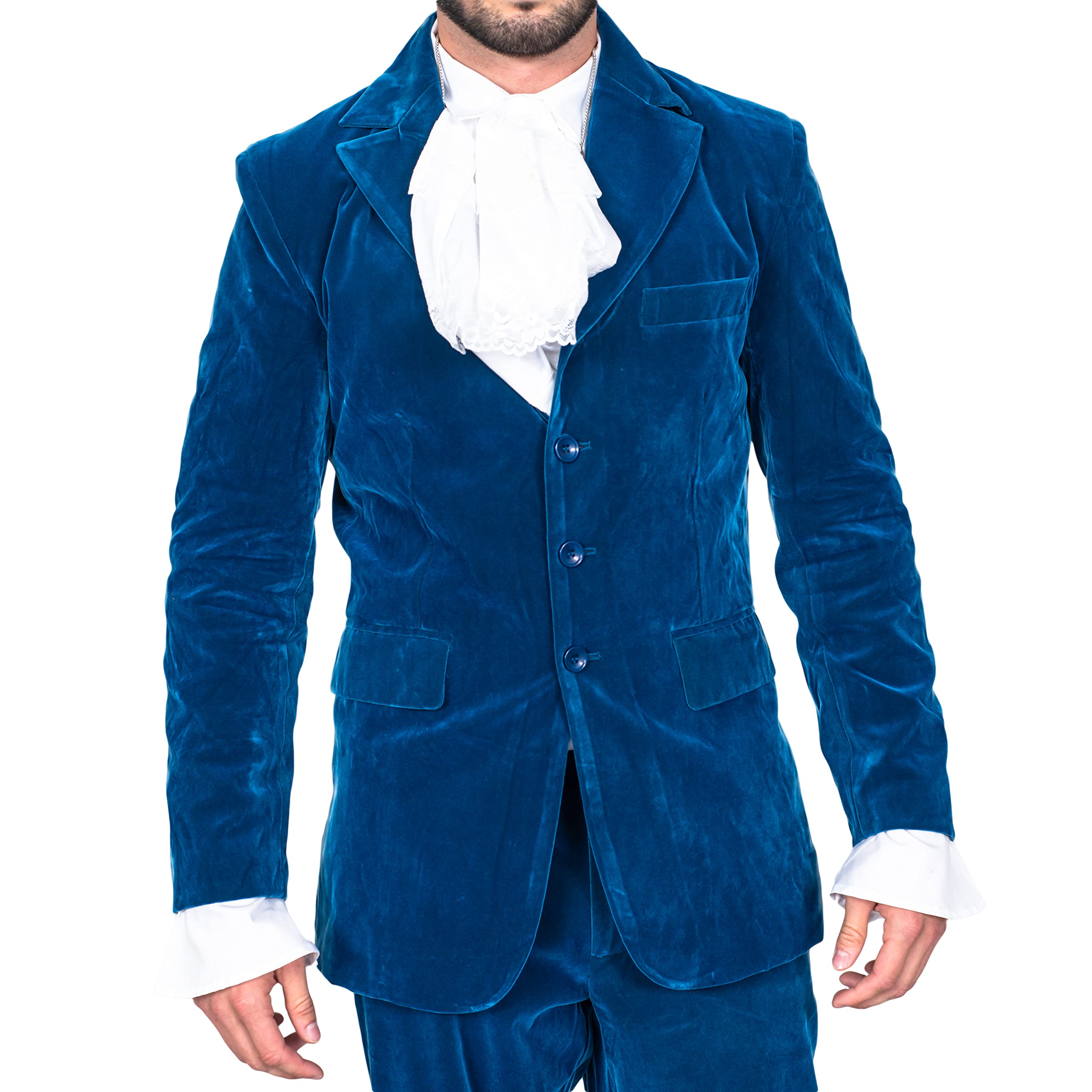 60's Groovy British Spy Funny Man Blue Suit Adult Halloween Costume Set Cosplay