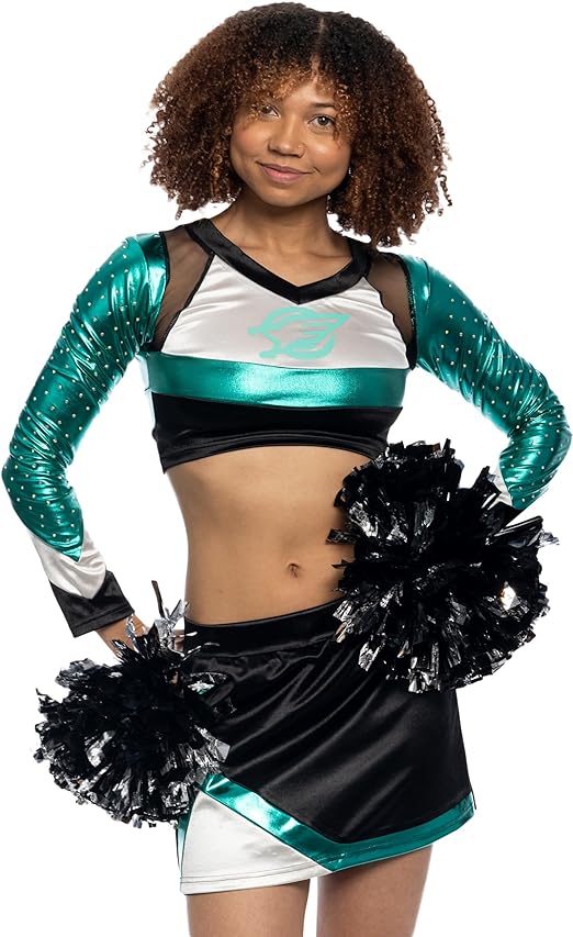 Maddy Cheerleader High School Top Skirt and Poms Set