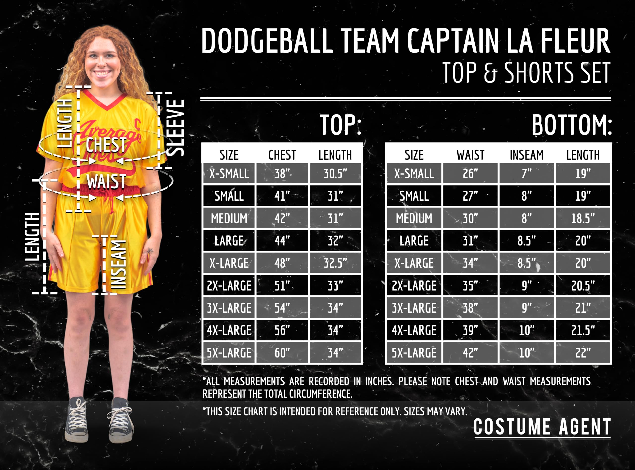 Dodgeball Joe's Team Captain La Fleur Top and Shorts Set Halloween Costume Cosplay