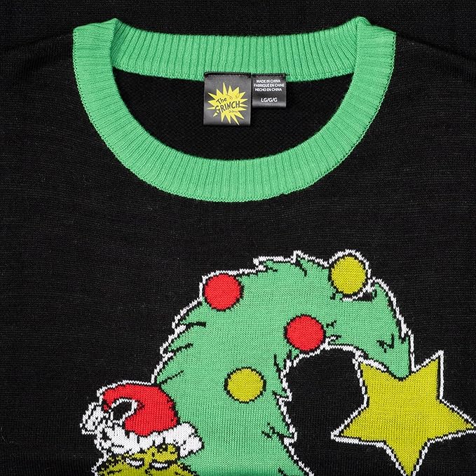 The Grinch Bend Tree with Gifts Adult Knitted Ugly Christmas Sweater