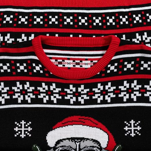 Skull Santa Claus Bones Lights and Snowflakes Sweater