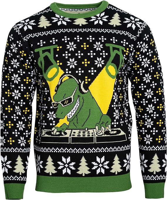 T-Rex DJ Holiday Dinosaur Sweater