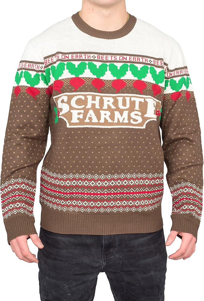 The Office TV Series Dwight Schrute Farms Beets Ugly Christmas Sweater