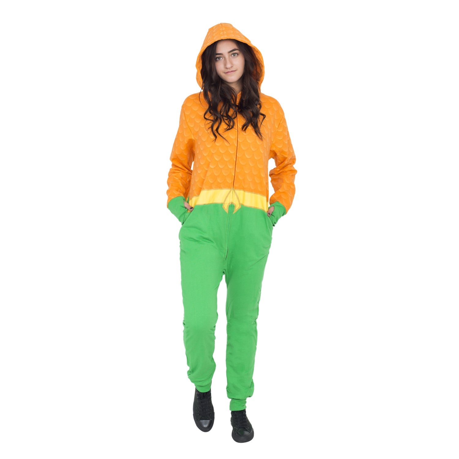 Aquaman Women's DC Comics Hooded One Piece Pajama Set