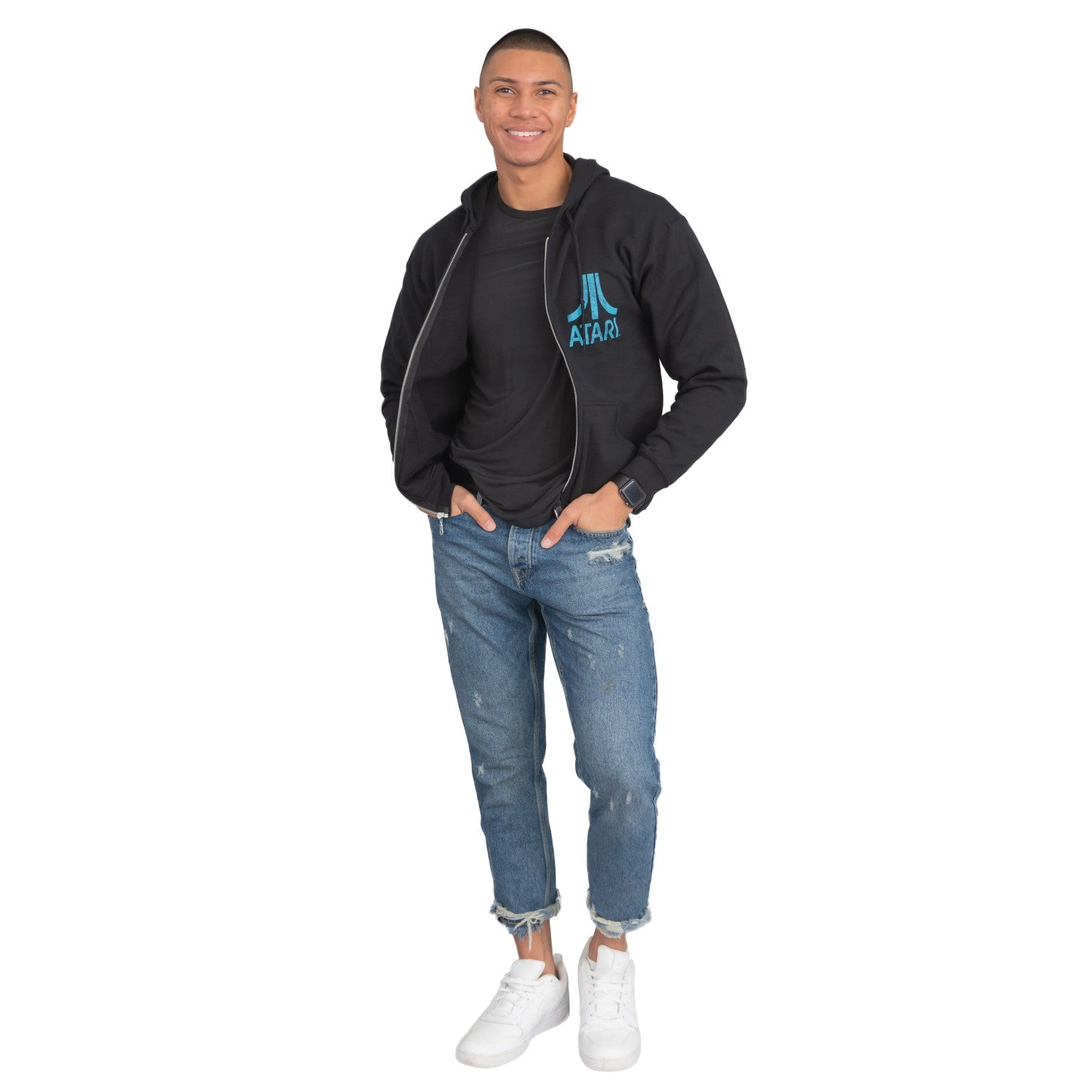 Atari Adult Unisex Back & Chest Square Logo Zip Up Hoodie