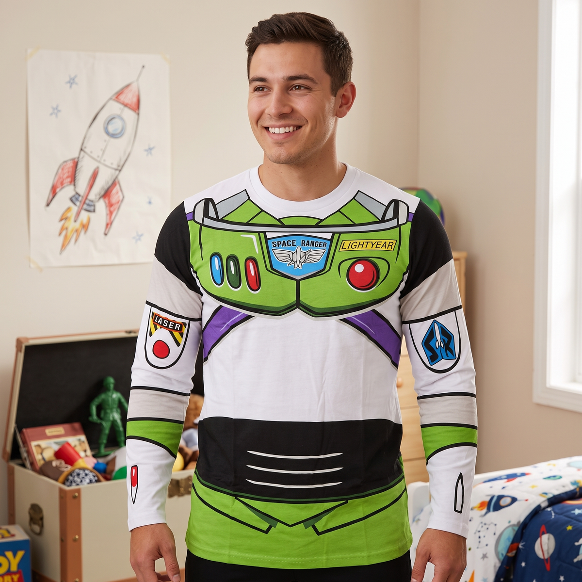 I am Buzz Lightyear Adult Long Sleeve Halloween Cosplay Costume Shirt