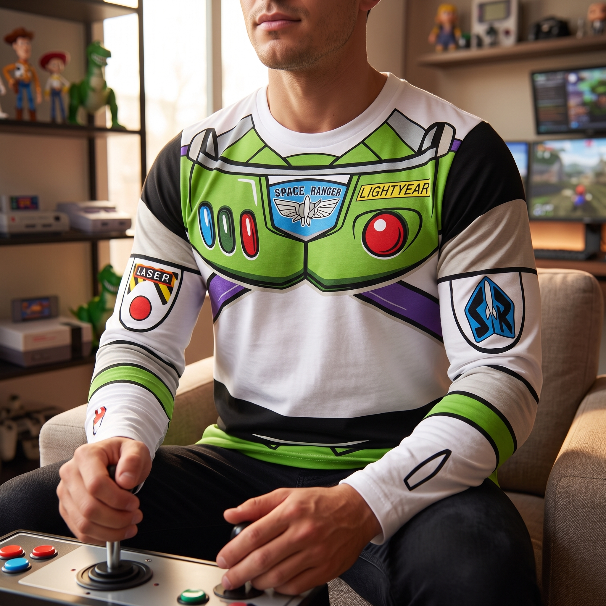 I am Buzz Lightyear Adult Long Sleeve Halloween Cosplay Costume Shirt