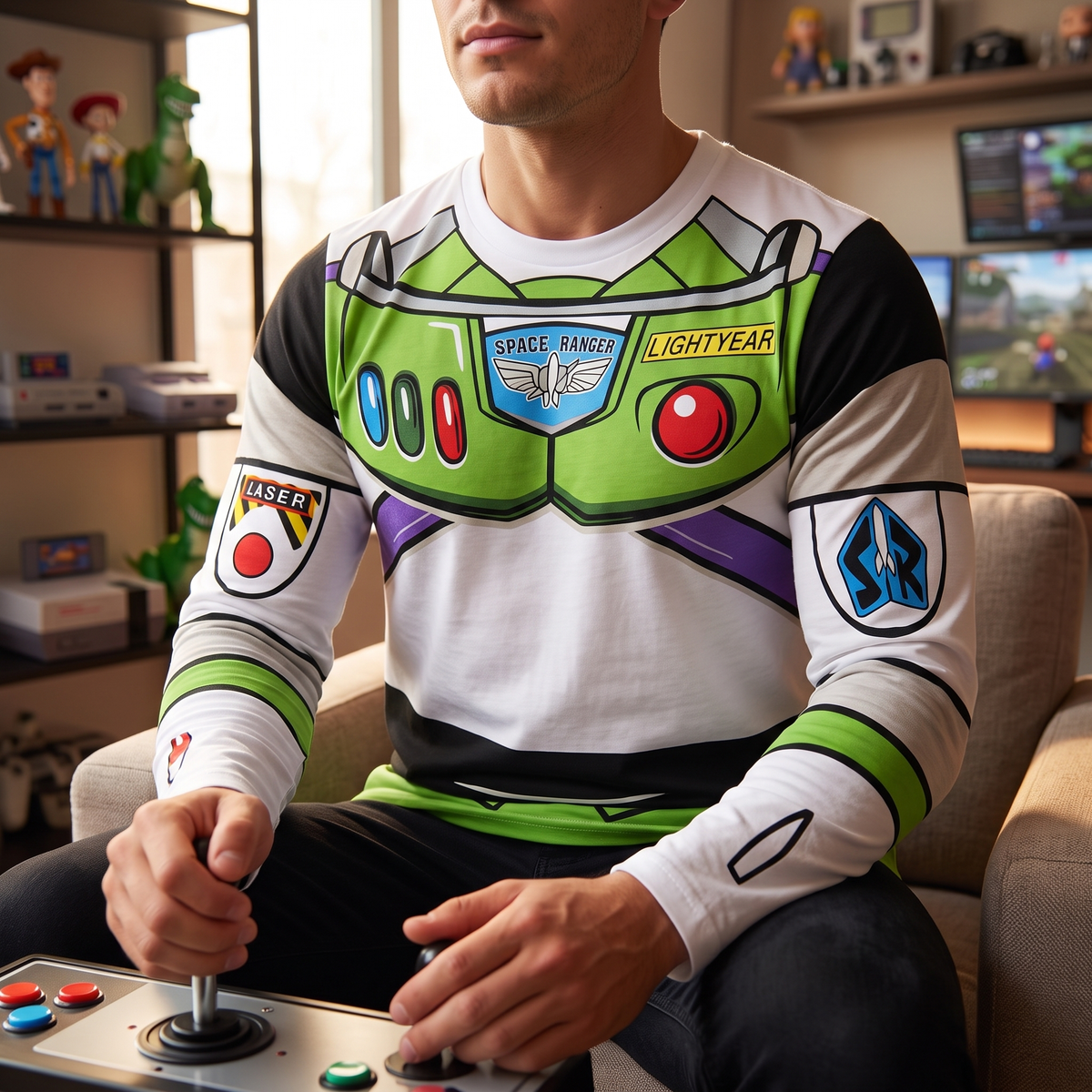 I am Buzz Lightyear Adult Long Sleeve Halloween Cosplay Costume Shirt