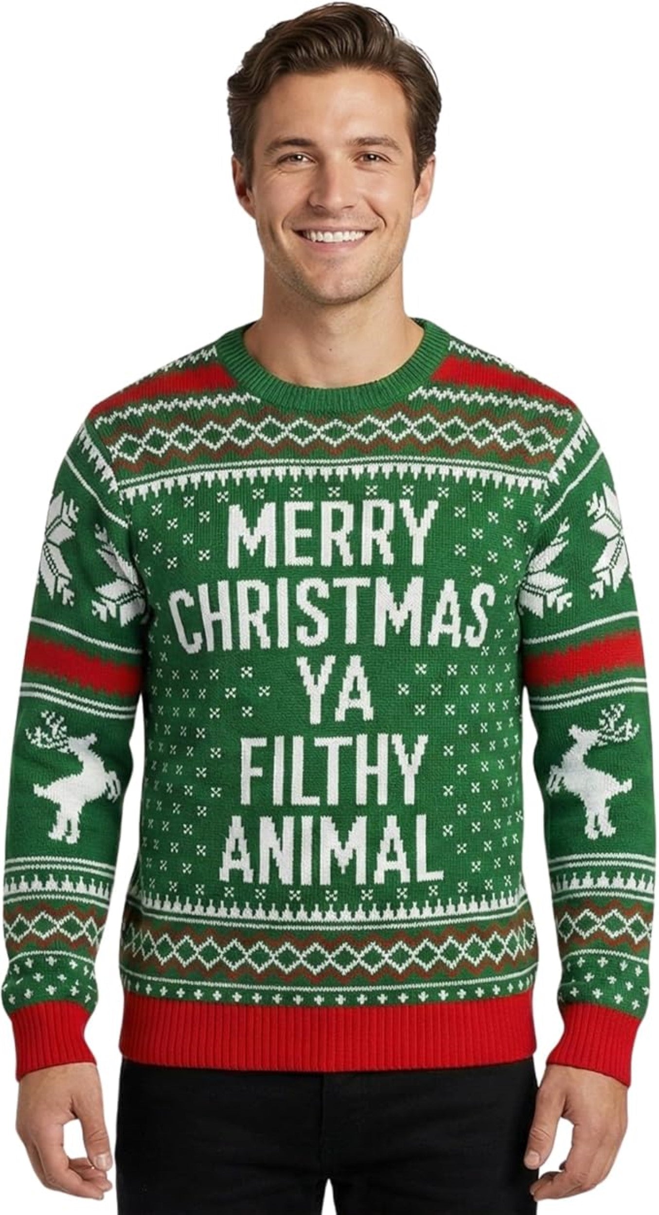 1990s Christmas Movie Quote Adult Unisex Ugly Christmas Sweater (Green/Red)