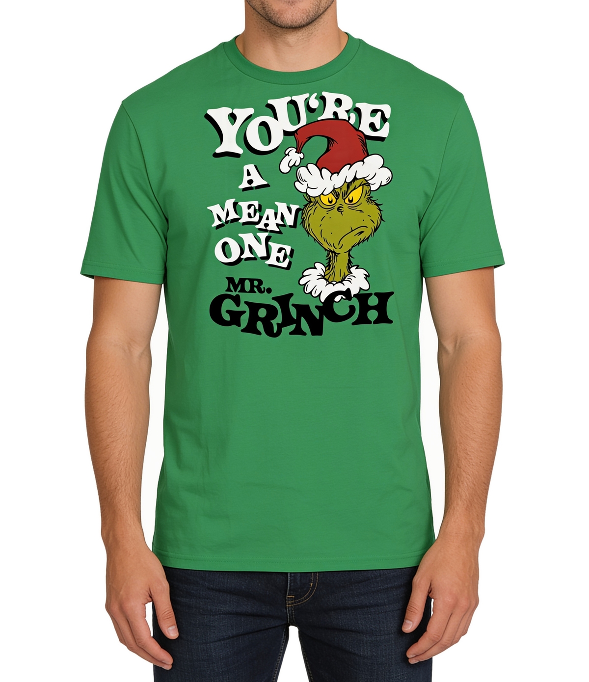 The Grinch You're a Mean One Christmas Adult Green T-Shirt Official Licensed