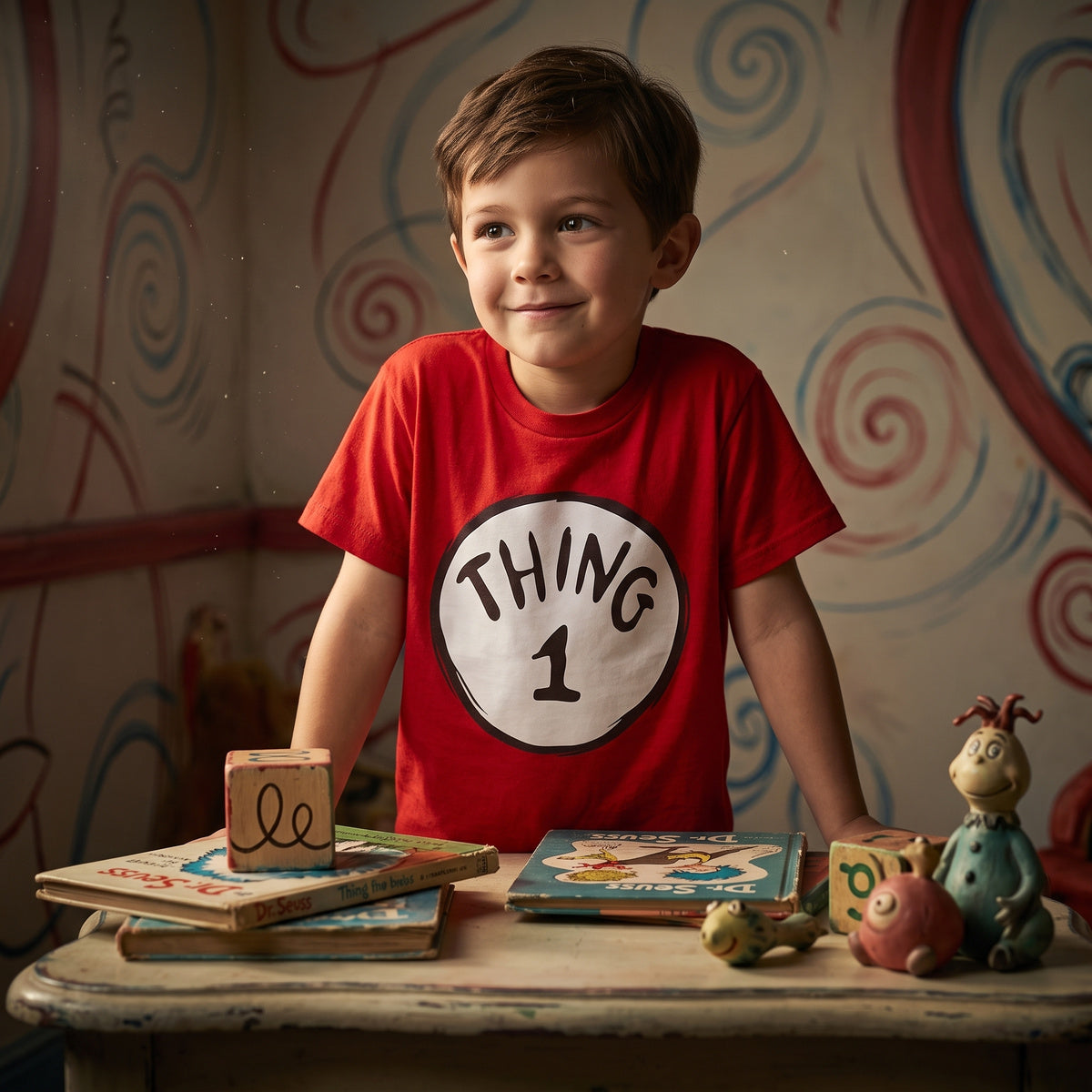 Dr. Seuss Thing 1 or Thing 2 Kids Youth Halloween Cosplay Costume T-Shirt