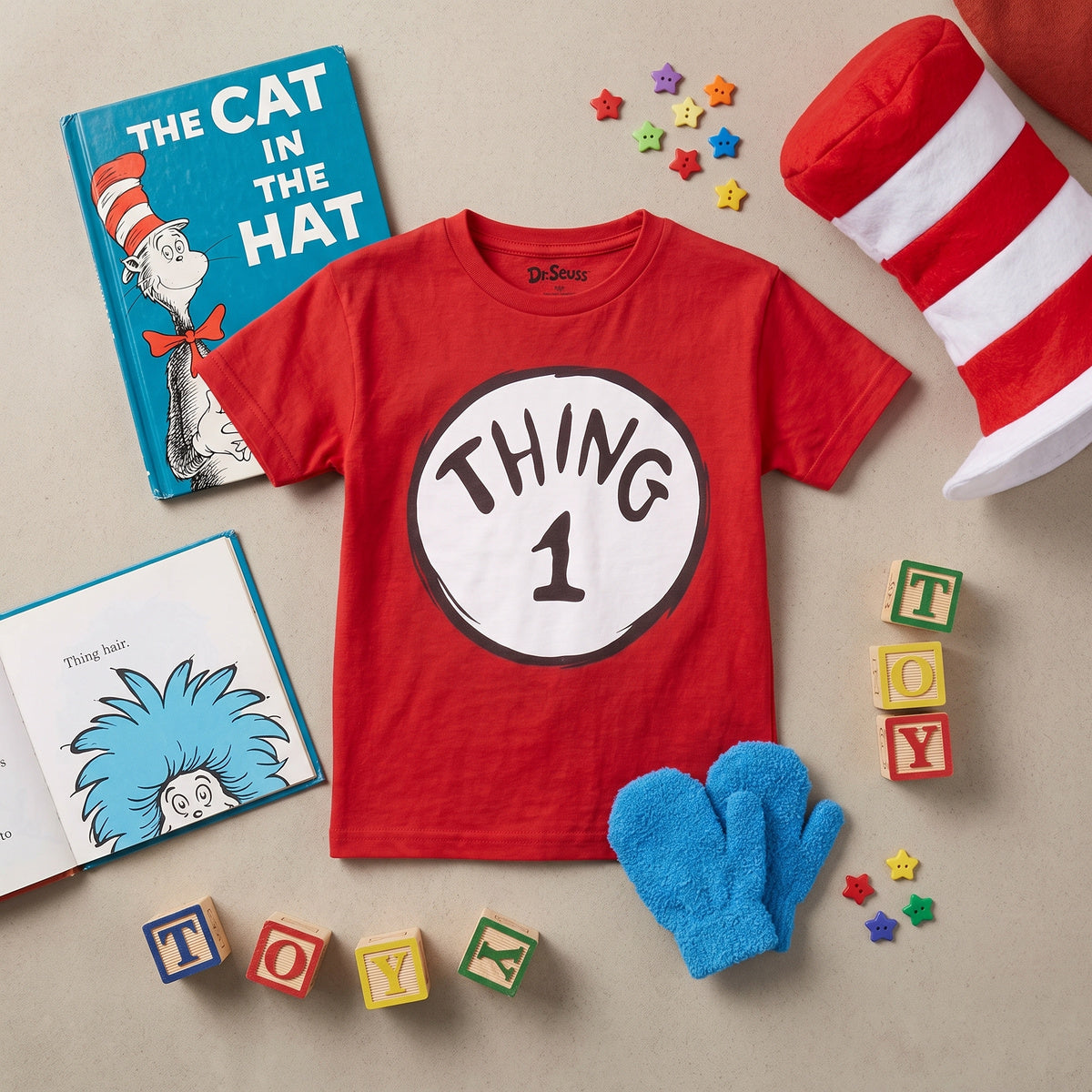 Dr. Seuss Thing 1 or Thing 2 Kids Youth Halloween Cosplay Costume T-Shirt
