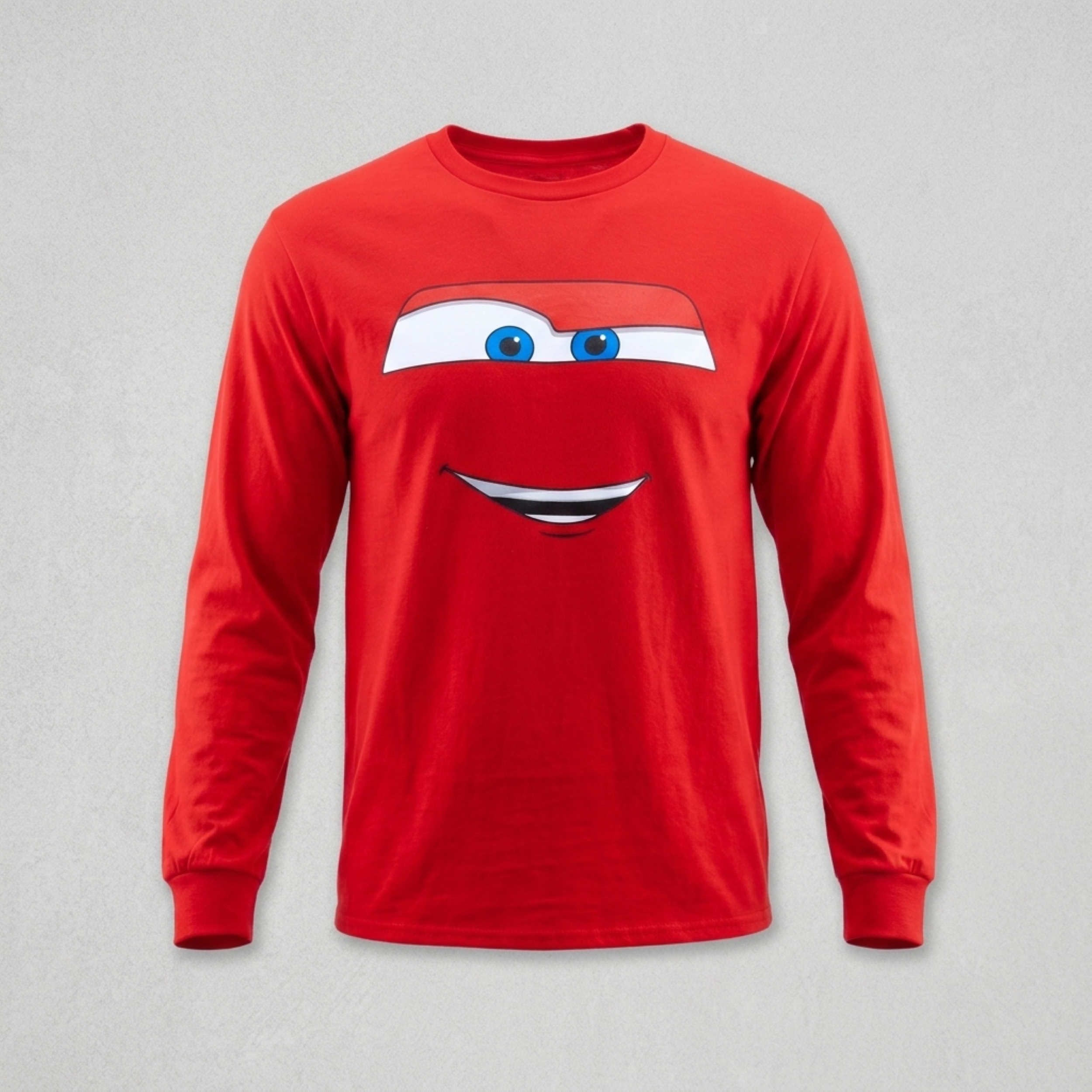Disney Cars Licensed Lightning McQueen Big Face Adult Unisex Long Sleeve Shirt