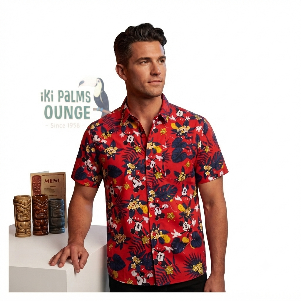 Mickey Mouse Floral Adult Unisex Casual Button Up Shirt