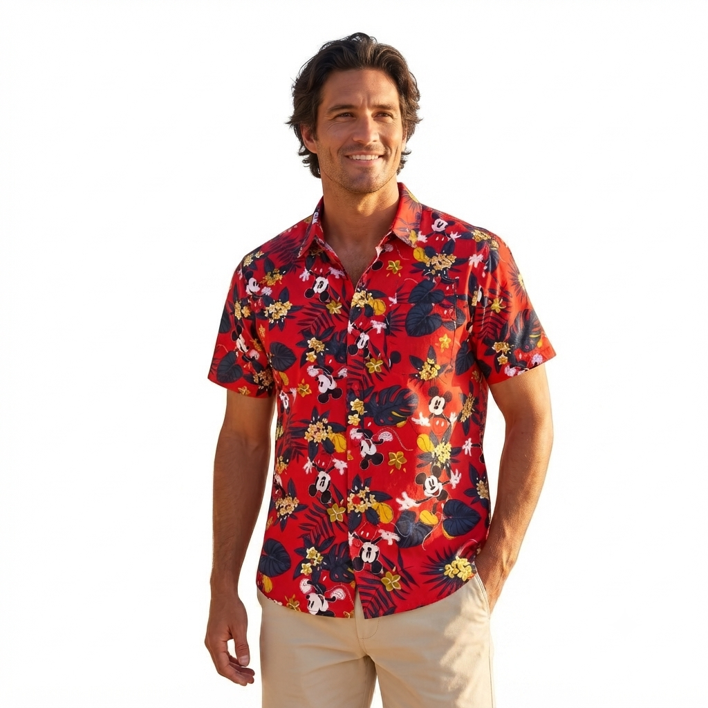 Mickey Mouse Floral Adult Unisex Casual Button Up Shirt