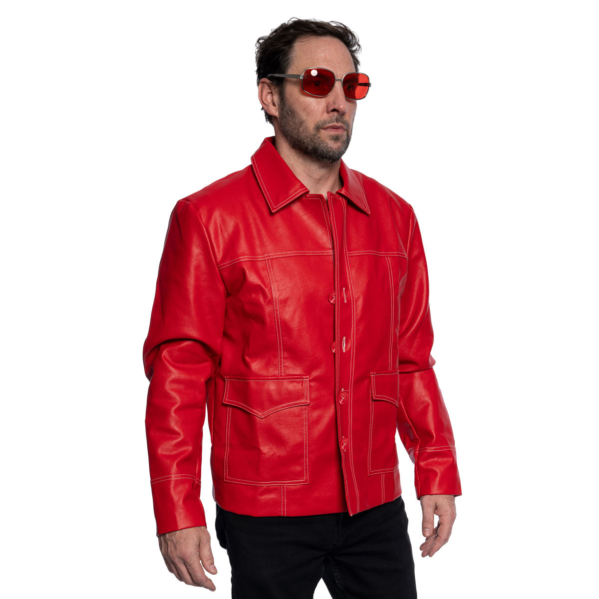 Fight Club Tyler Durden Leather Jacket Halloween Costume Side View