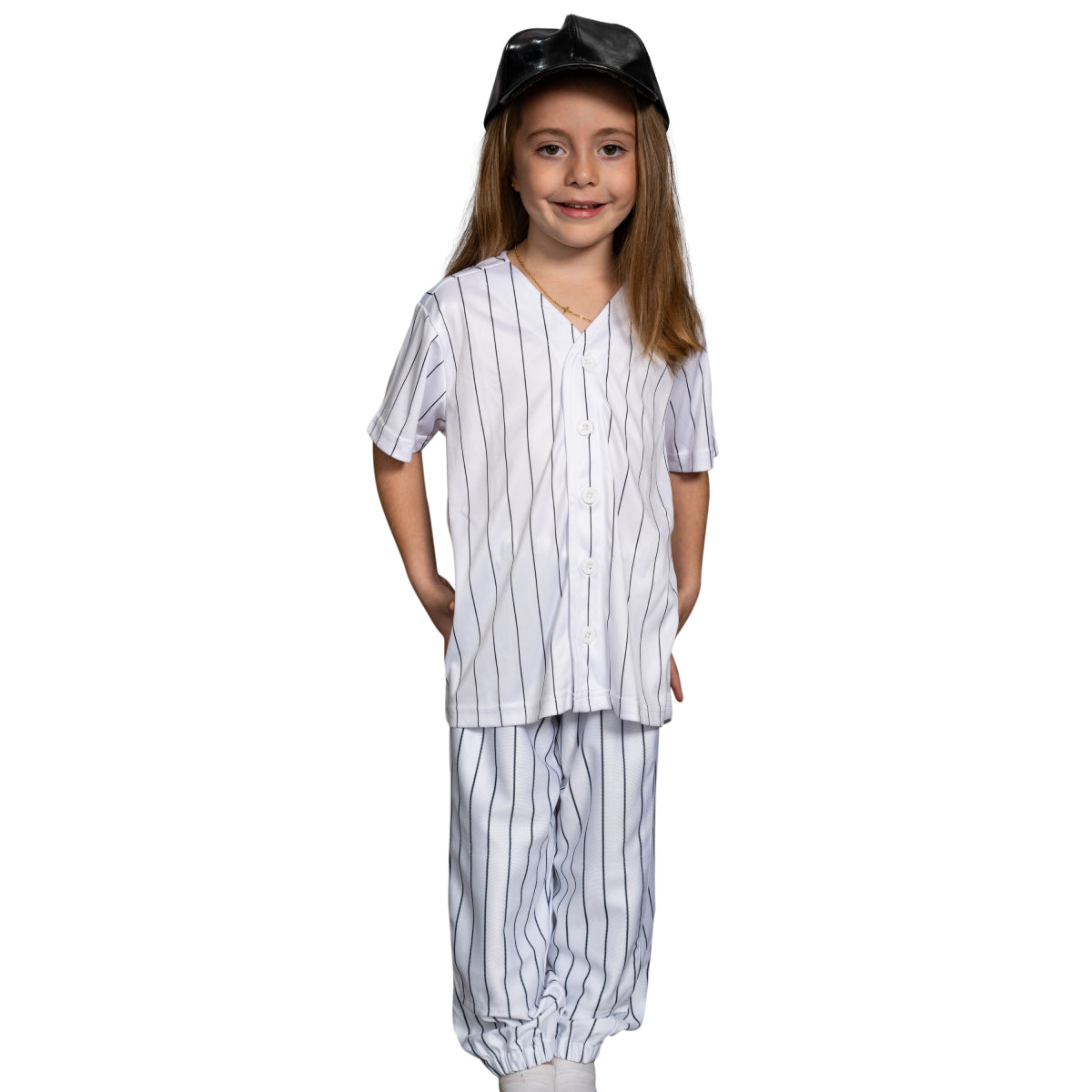 The Warriors Kids Costume Set Includes Jersey, Pants and Hat Front View