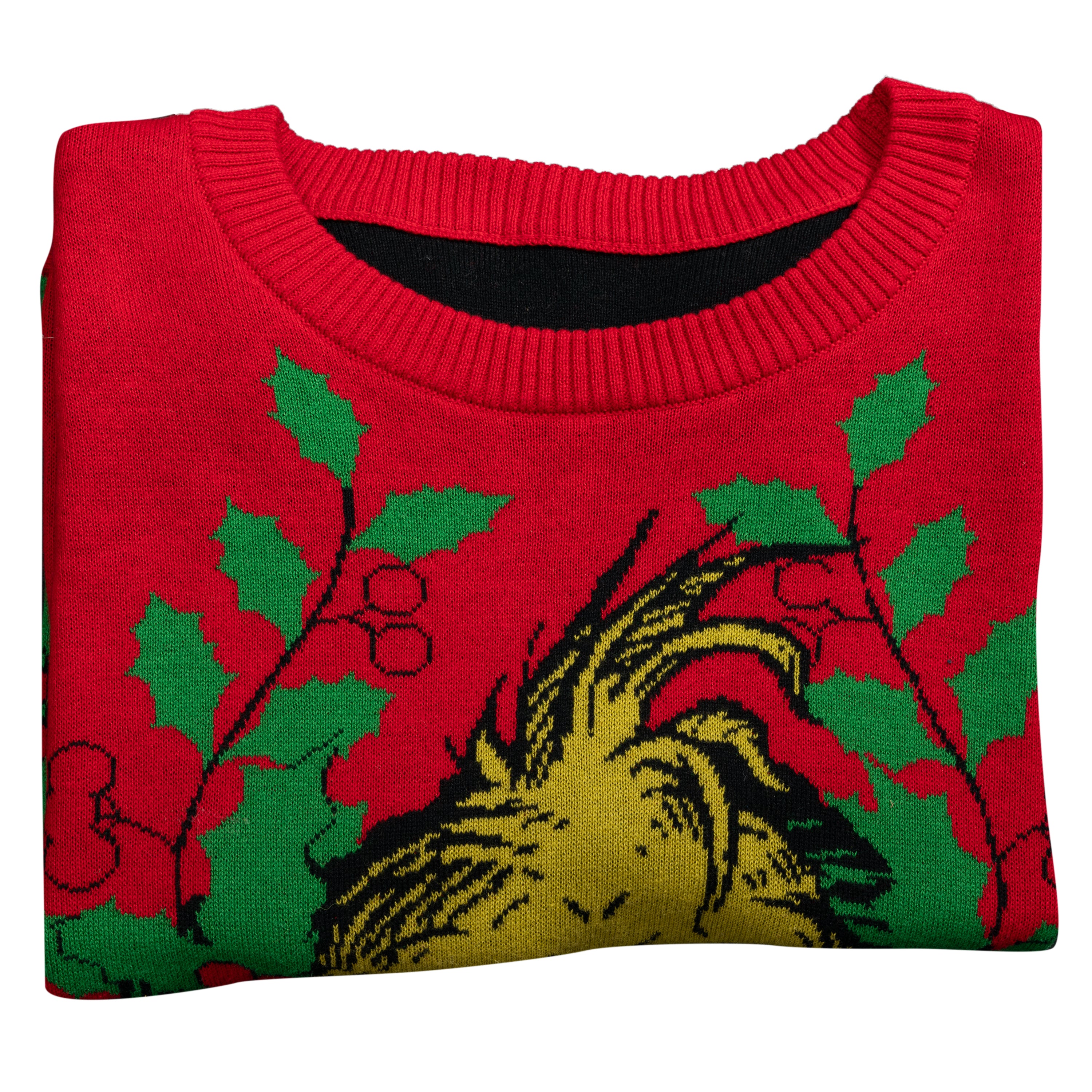 Grinch Head Santa Hat Wreath Sweater