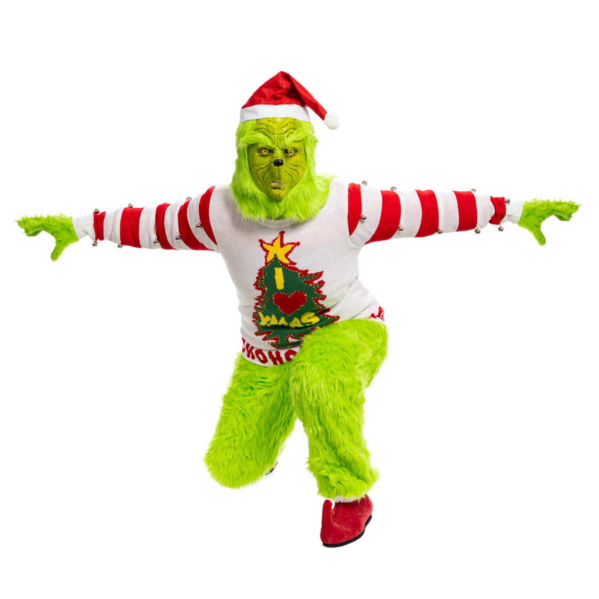 Grinch Christmas Shoes Get Festive with Red Shoes and Bells for Halloween Costume Cosplay