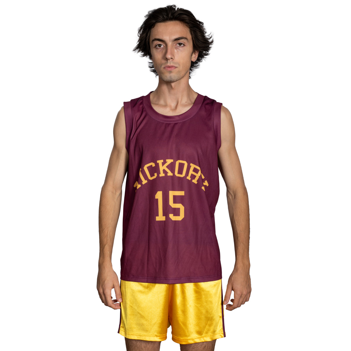 Hoosiers Hickory High School 15 Basketball Costume Burgundy Jersey Tank Top Full