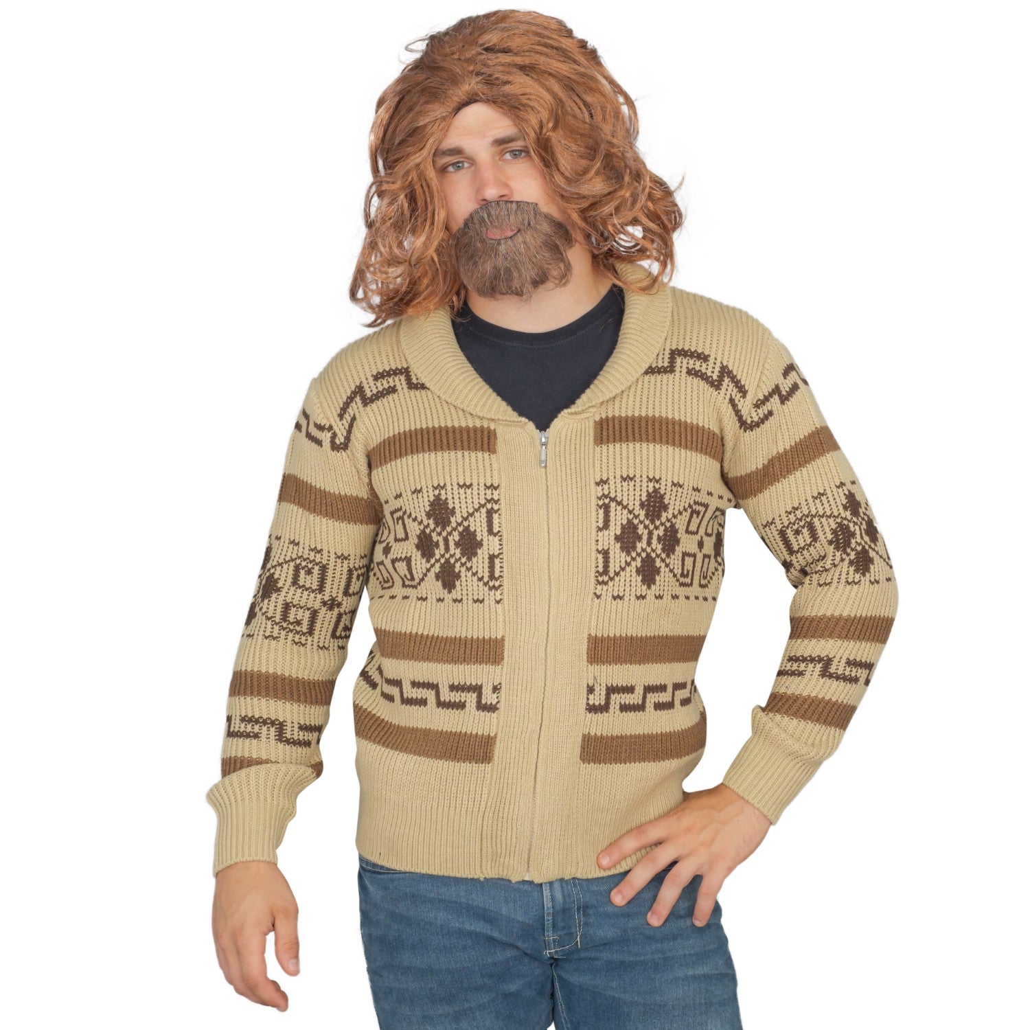 Jeffrey The Dude Zip Up Costume Cardigan Sweater