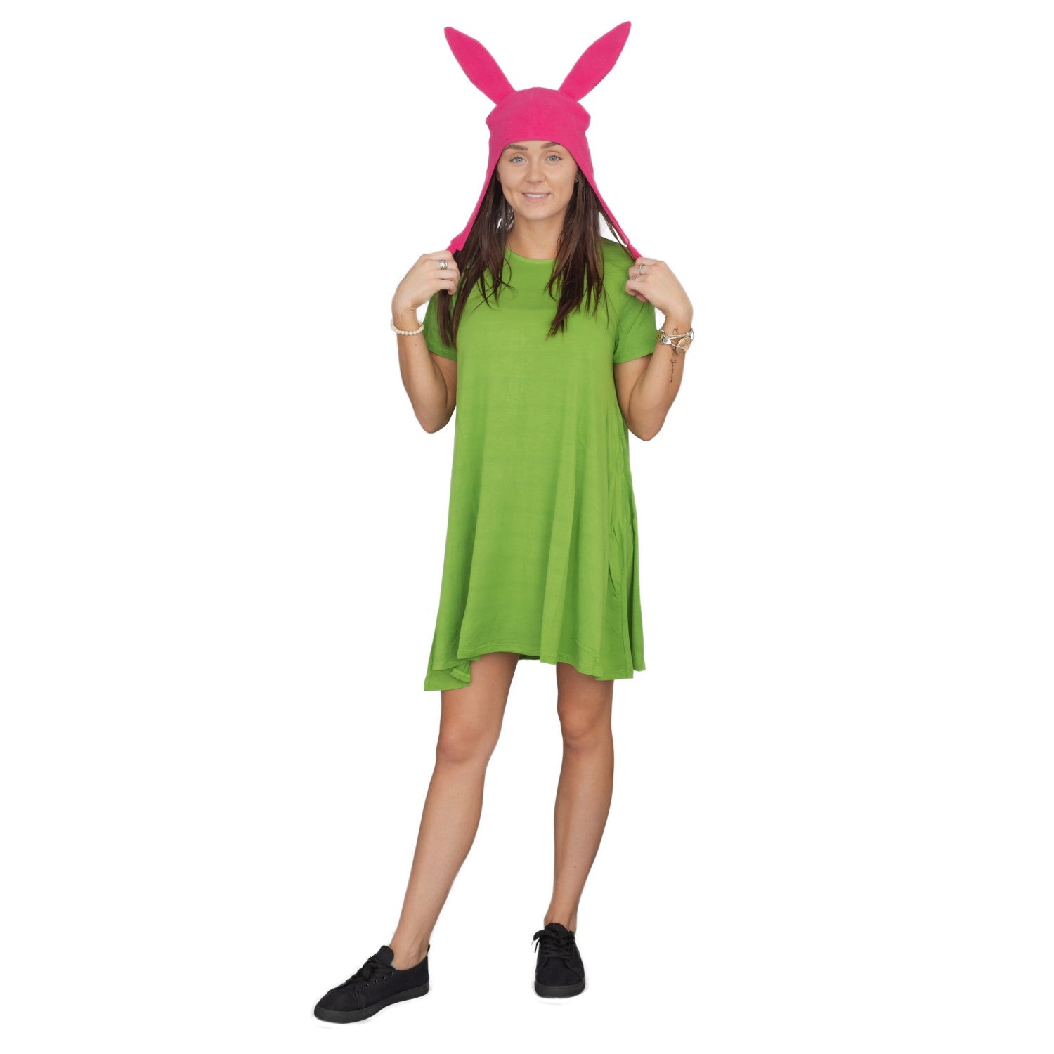 Bob's Burgers Louise Hat with Green Dress Costume Set