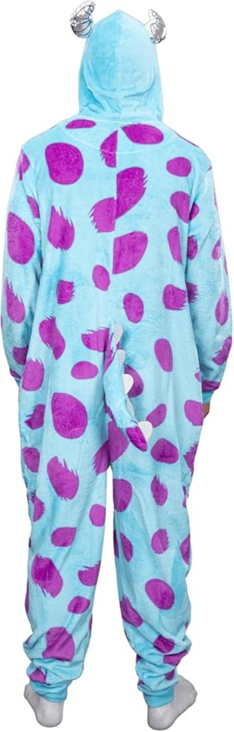 Officially Licensed Monsters Inc Sulley Adult Unisex Halloween Cosplay Costume Fleece Zip Up Jumpsuit
