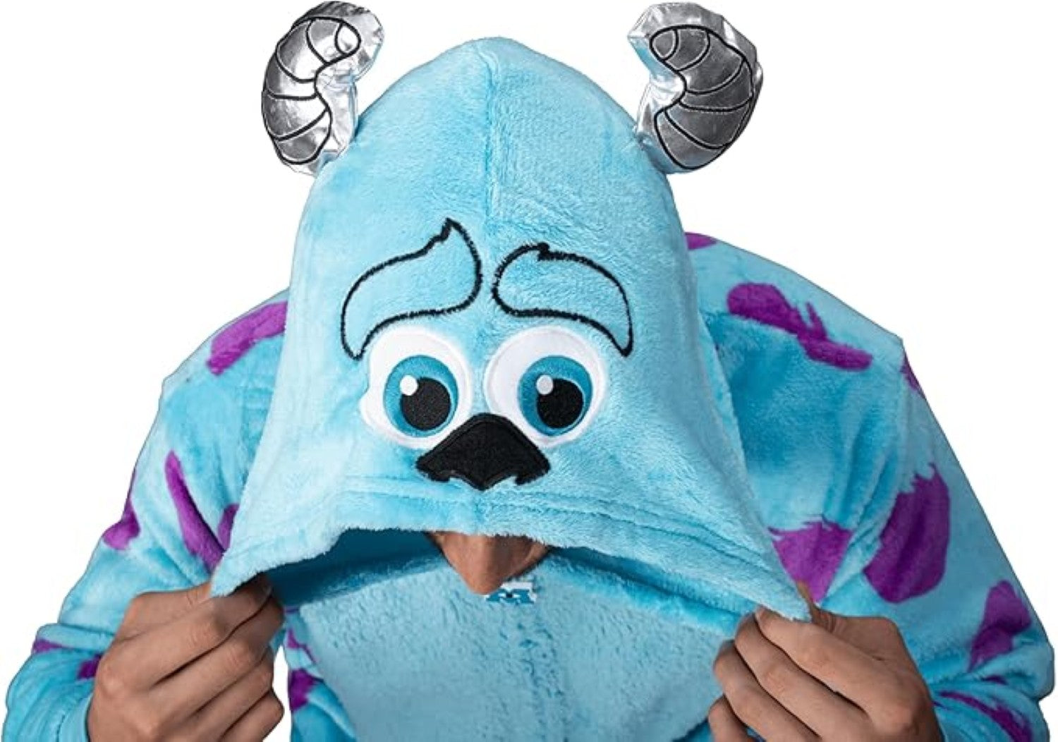 Officially Licensed Monsters Inc Sulley Adult Unisex Halloween Cosplay Costume Fleece Zip Up Jumpsuit